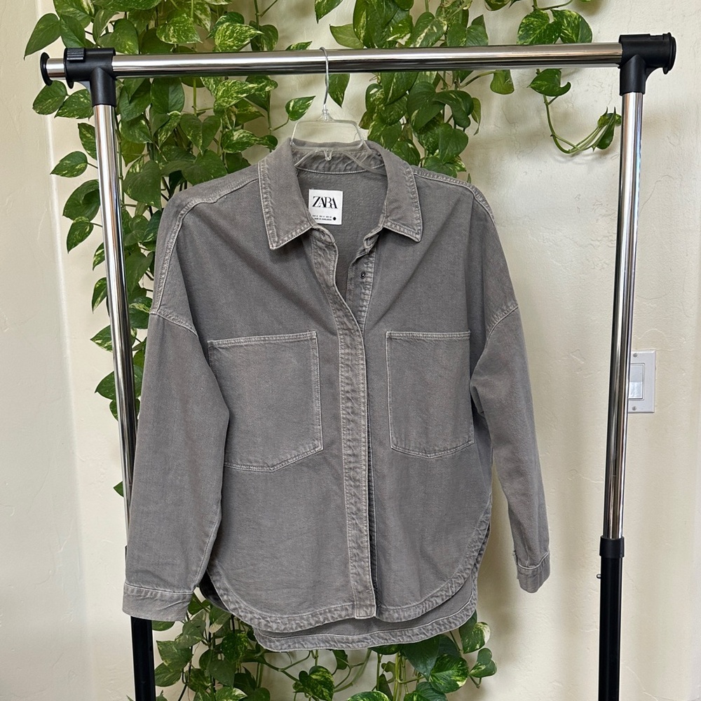 Zara Charcoal Denim Shirt Jacket